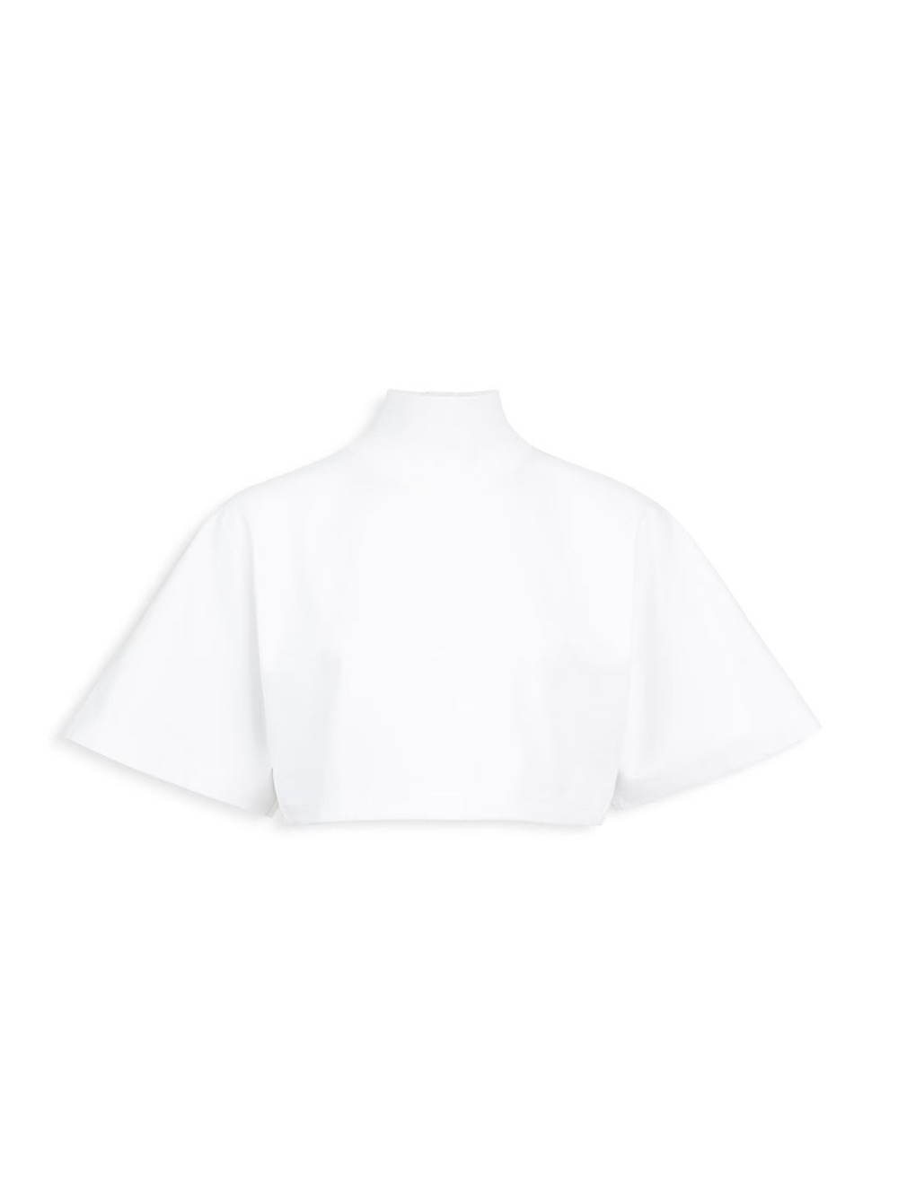 Alaïa White Mock-Neck Flutter Sleeve Crop Top